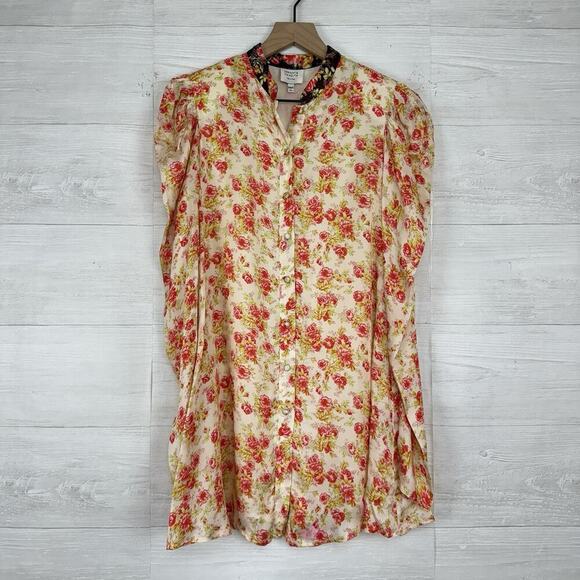 Hemant & Nandita Floral Print Satin Mini Dress Size XS Fairy Cottage Coquette - Picture 1 of 13